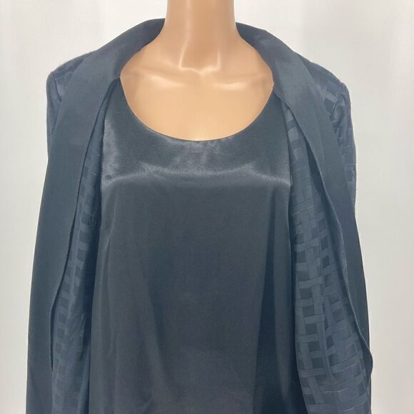 R & M Richards by Karen Kwong Two in One Long Light Cardigan/ Top Black Size 16 - Picture 6 of 7